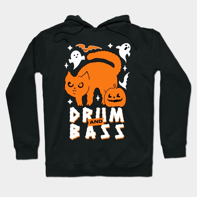 DRUM AND BASS  - Halloween Steez (White/Orange) Hoodie by DISCOTHREADZ 